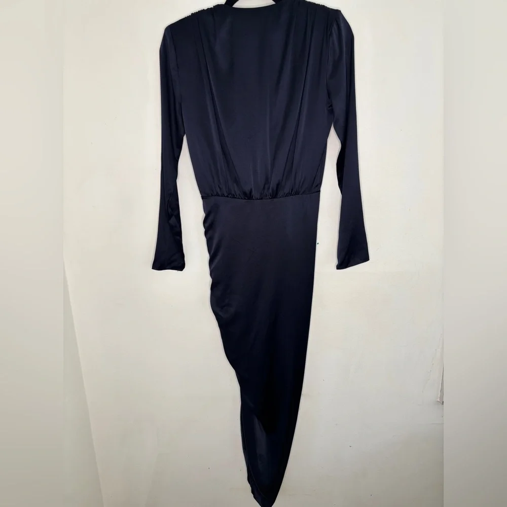 VERONICA BEARD CAMERI SILK RUCHED DRESS NAVY BLUE Size 00 XS Party Fall Wedding - Picture 9 of 12